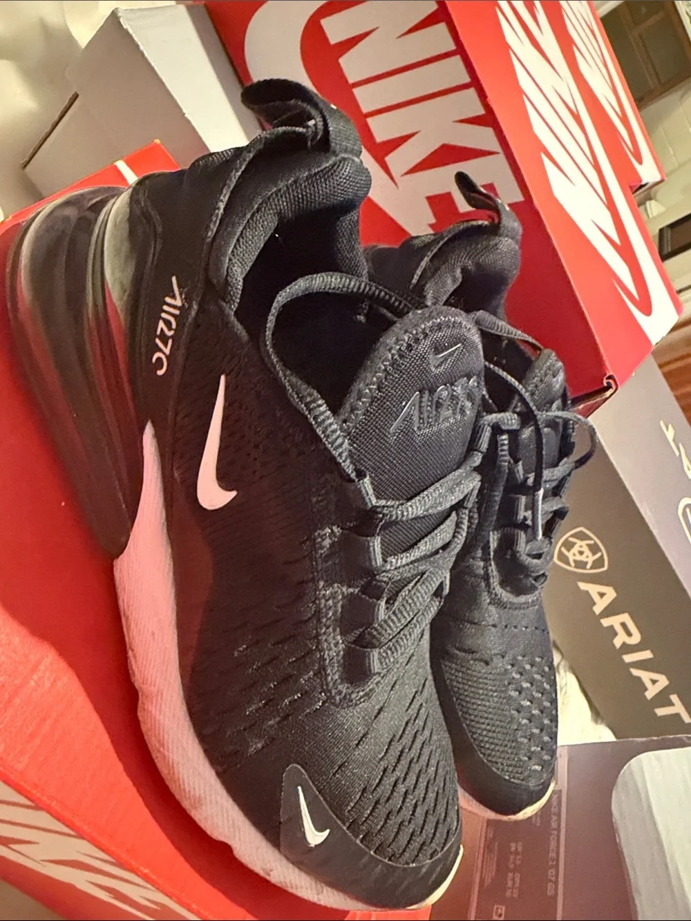 Nike Kids Black Sneakers with White Swoosh